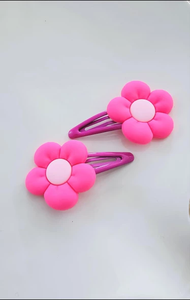 Çiçekli Kız Çocuk Çıtçıtlı Toka Set - 6
