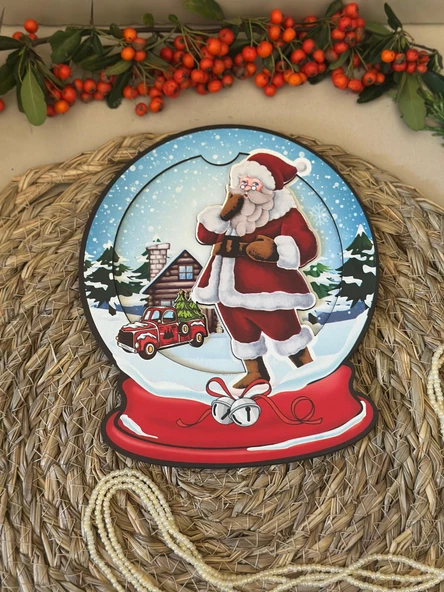 Yılbaşı Özel- Noel Baba Ahşap Dekoratif Pano - Resim 3