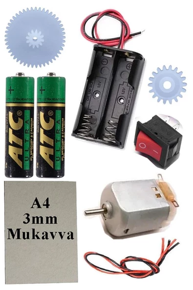 Oyuncak Araba Yapım Seti 1 Paket Plastik Tekerlek Deney İçin 2 Adet Metal Şaft Proje Deney Seti Dc Motor Çark Dişli Okul - 5