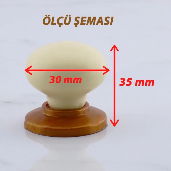 15 Adet Kamelya Kulp Krem Polimer Düğme Kulp Bakır Tablalı Mobilya Mutfak Dolabı Çekmece Kulbu Kulpları - Resim 2