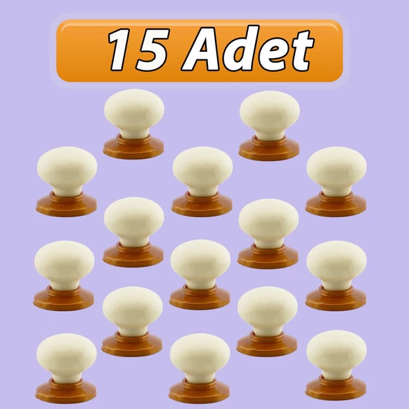 15 Adet Kamelya Kulp Krem Polimer Düğme Kulp Bakır Tablalı Mobilya Mutfak Dolabı Çekmece Kulbu Kulpları ürün görseli 1