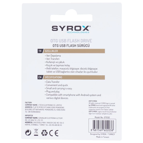 Syrox 32 GB 2.0 Micro OTG Flash Bellek OTG32 - 3