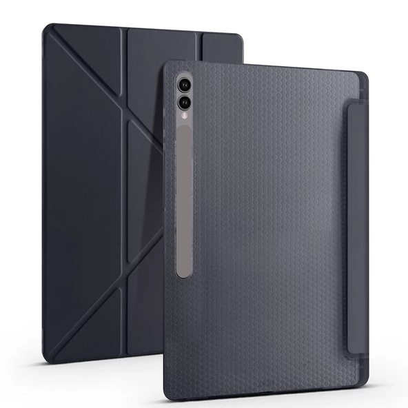 Galaxy Tab S10 Ultra Kılıf Zore Tri Folding Kalem Bölmeli Standlı Kılıf - 8