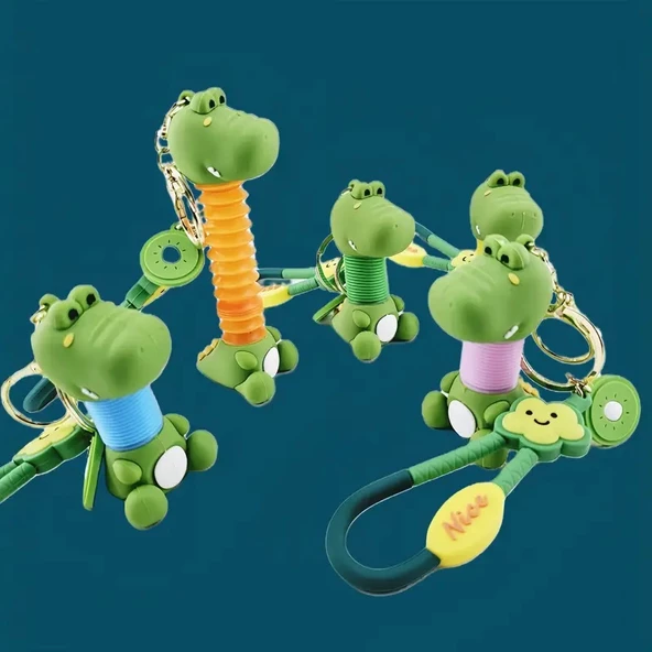 VIP 4 ADET UZAYAN RENKLİ DİNAZOR ANAHTARLIK TELESKOPİK RENKLİ KÖRÜKLÜ ANAHTARLIK YILBAŞI HEDİYELERİ - 3