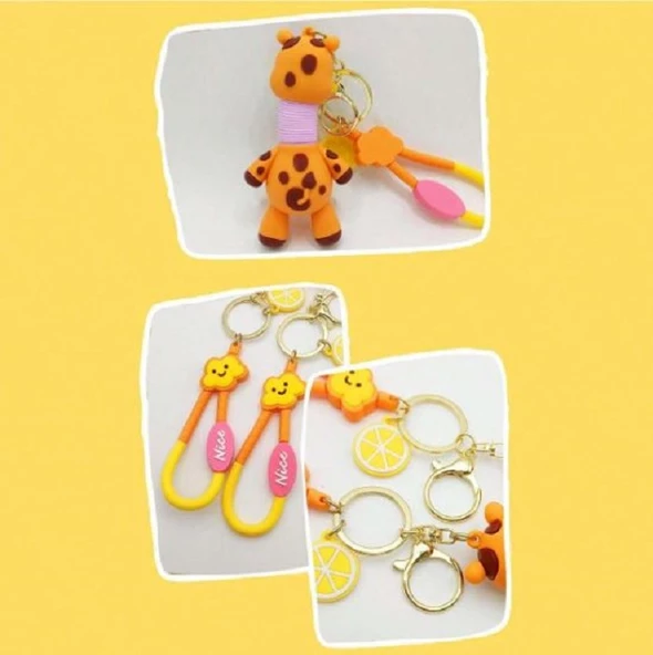 4 ADET UZAYAN RENKLİ ZÜRAFA ANAHTARLIK TELESKOPİK RENKLİ KÖRÜKLÜ ANAHTARLIK VIP YILBAŞI HEDİYELERİ - 2