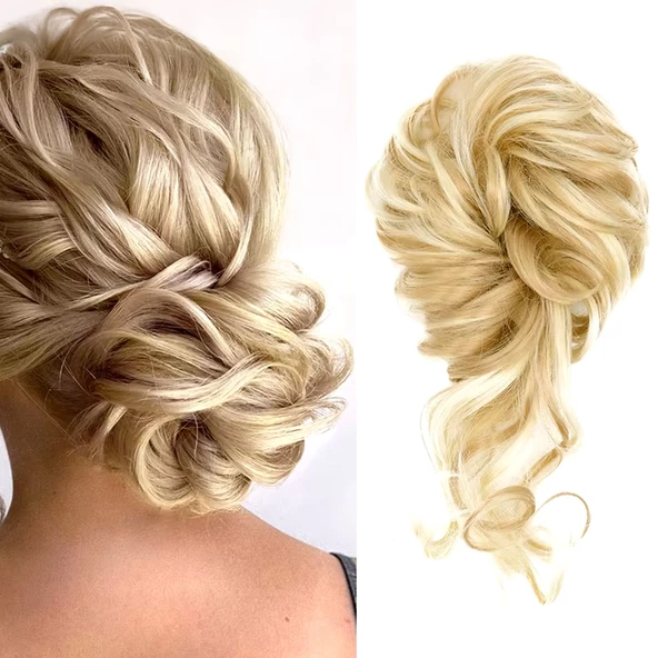 Saçlı Lastikli Kuyruklu Topuz Toka - Balköpüğü / Açık Platin Röfle ürün görseli