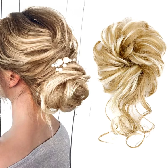 Saçlı Lastikli Kuyruklu Topuz Toka - Balköpüğü / Platin Röfle ürün görseli