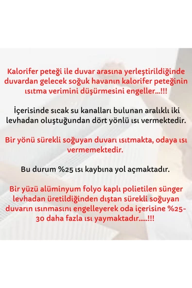 Kalorifer Peteği Arkası Isı Yalıtım Levhası 50x100 Cm, 4 Adet - 3