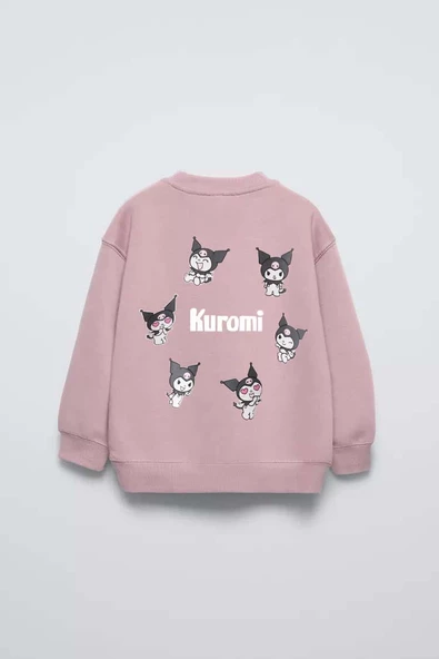 KIZ ÇOCUK KUROMİ MODELLİ BİSİKLET YAKA PAMUK SWEAT - Resim 2