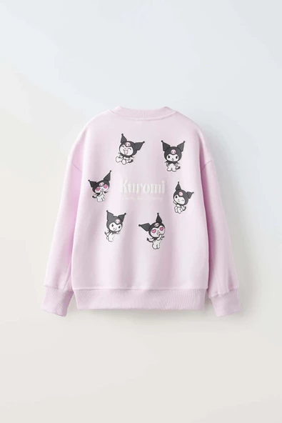 KIZ ÇOCUK KUROMİ MODELLİ BİSİKLET YAKA PAMUK SWEAT - Resim 6