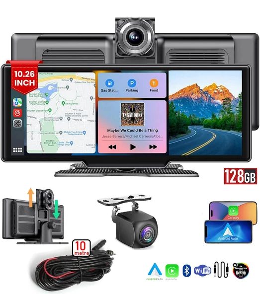 MPIA CP1010m 128GB Android Auto Apple Car Play 10" 2K (1440p) Araç İçi Kamera + Arka Kamera