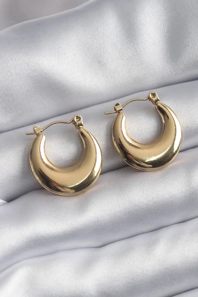 MuI MuI 316L Çelik Gold Renk Bubble Model Kadın Küpe