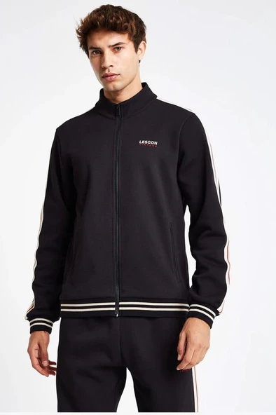 Lescon 24NTEV001119633 Siyah Erkek Fermuarlı Sweatshirt