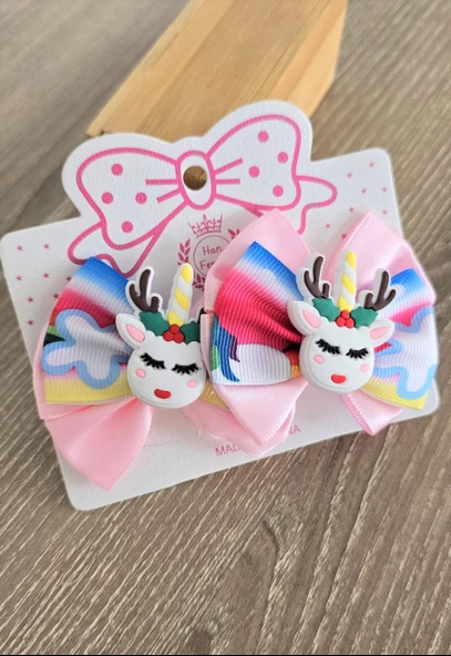 Unicorn Lastikli Kız Çocuk Toka 2li - 4