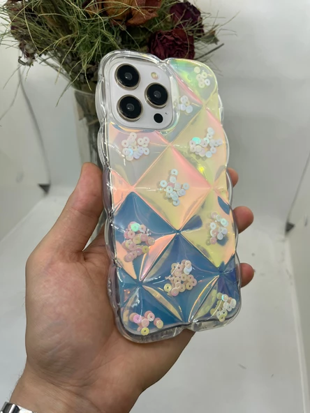 iPhone 15 Pro Max Hologram Puffer Kılıf CD