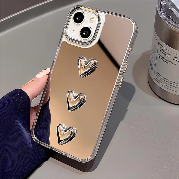 iPhone 13-14 Three Heart Mirror Case