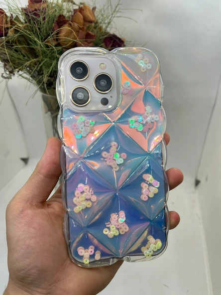 iPhone 14 Pro Max Hologram Puffer Kılıf CD