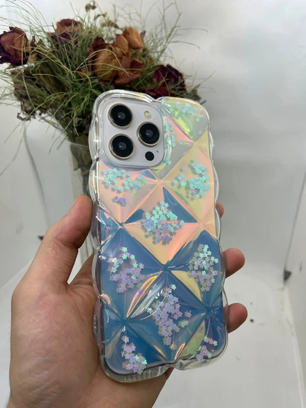 iPhone 14 Pro Hologram Puffer Kılıf Yıldız