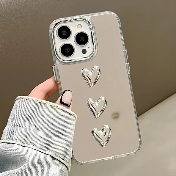 iPhone 14 Pro Three Heart Mirror Case - 2