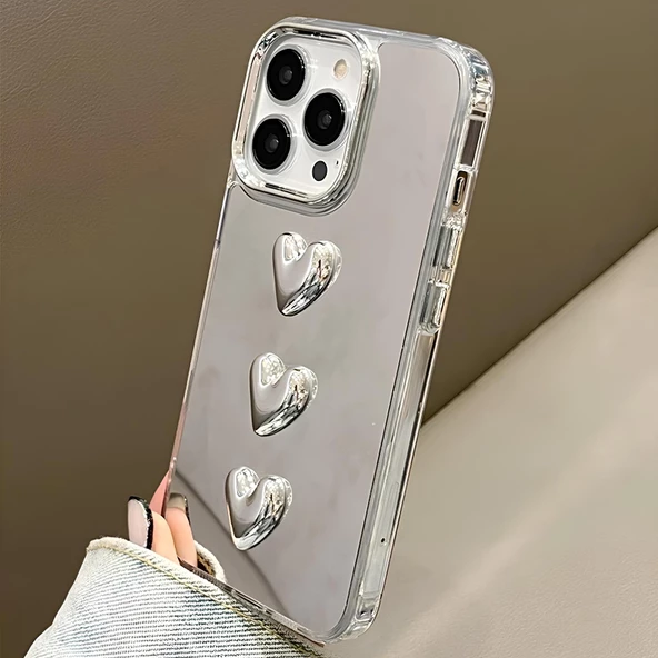 iPhone 14 Pro Three Heart Mirror Case - 3