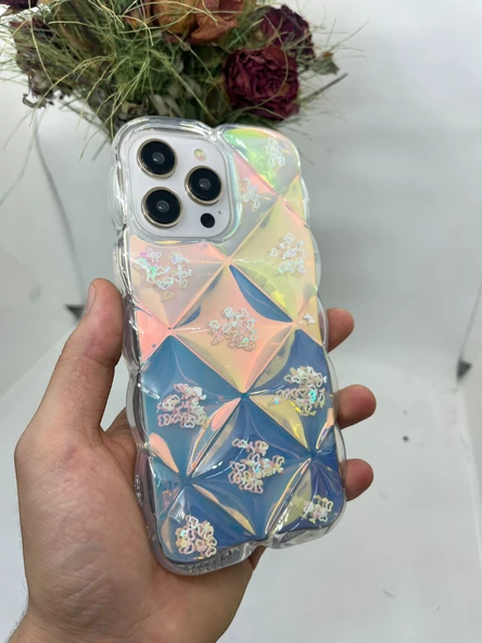 iPhone 14 Pro Max Hologram Puffer Kılıf Kalp