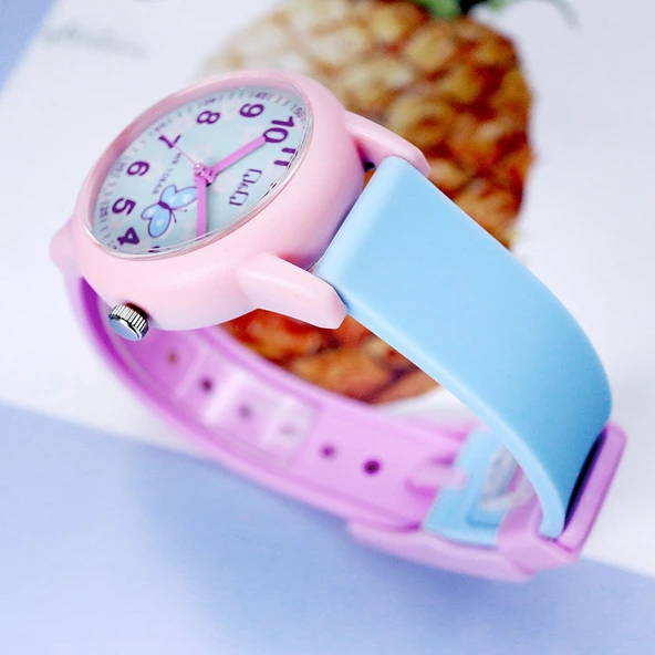 Q&Q VS49J003Y Pembe Kelebek Desenli Su Geçirmez Kız Çocuk Kol Saati - 5