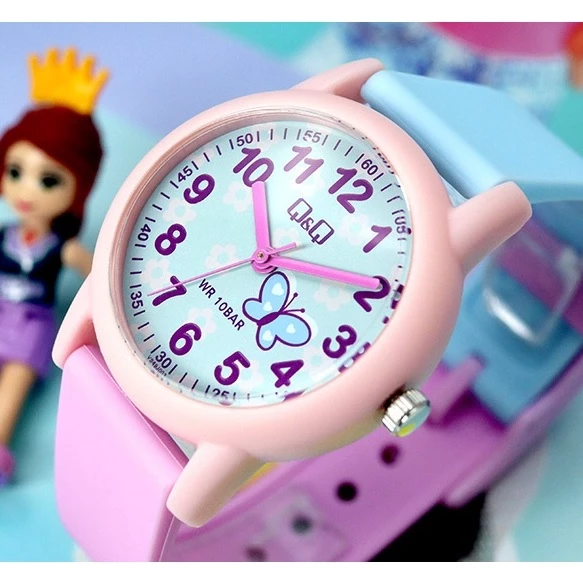 Q&Q VS49J003Y Pembe Kelebek Desenli Su Geçirmez Kız Çocuk Kol Saati - 3
