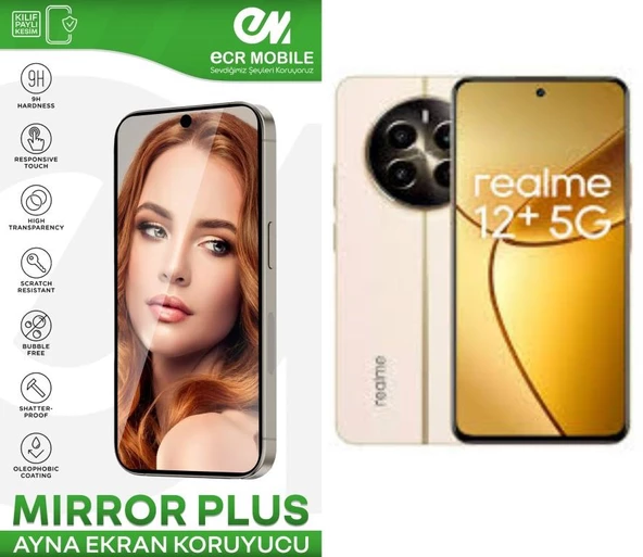 Realme 12+ 5G Ekran Koruyucu Esnek Ayna(Mirror) 9H Nano