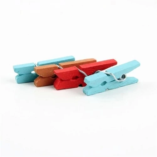 Ahşap Renkli Mini Mandal 100 Adet - 4