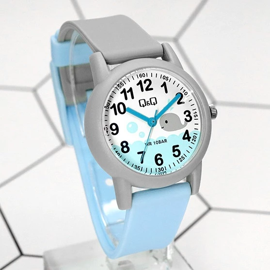 Q&Q VS49J006Y Gri Mavi Balina Deniz Temalı Su Geçirmez Rakamlı Çocuk Kol Saati - 2
