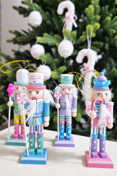 Makaron Renkler Kurşun Askerler 4lü Yılbaşı Kurşun Asker Figürleri Yılbaşı Ağaç Süsleri Nutcracker Masa Süsleri 4lü - Resim 4