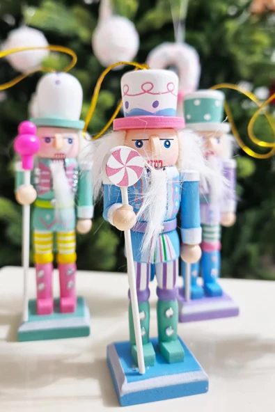 Makaron Renkler Kurşun Askerler 4lü Yılbaşı Kurşun Asker Figürleri Yılbaşı Ağaç Süsleri Nutcracker Masa Süsleri 4lü - Resim 5