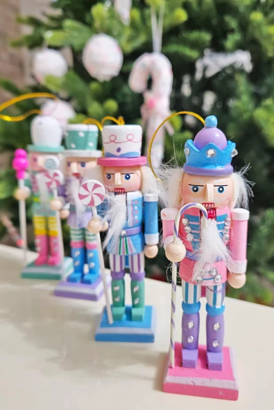 Makaron Renkler Kurşun Askerler 4lü Yılbaşı Kurşun Asker Figürleri Yılbaşı Ağaç Süsleri Nutcracker Masa Süsleri 4lü - Resim 6