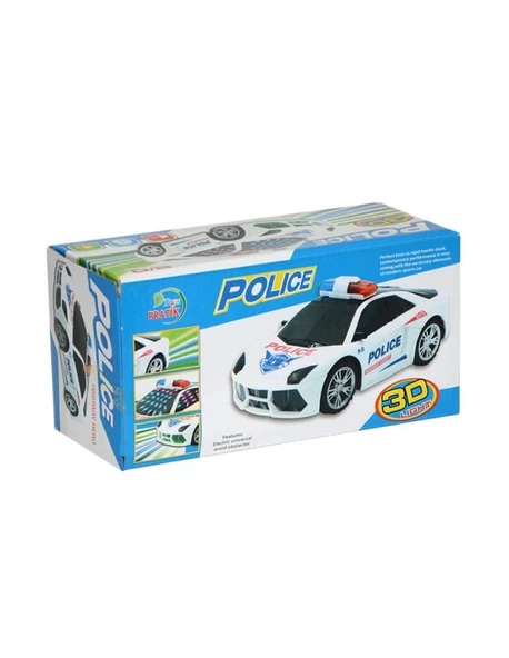 Pilli 3d Işıklı Sesli Polis Arabası 18 Cm - 2