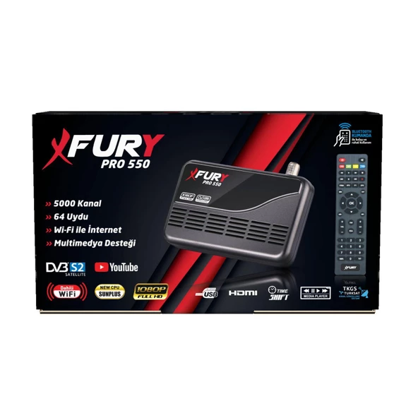 Fury TKGS'li Çanaklı-Çanaksız Wi-fi Dahil Full Hd Sınırsız Sineme Paketli Tak Kullan Uydu Alıcısı - 8