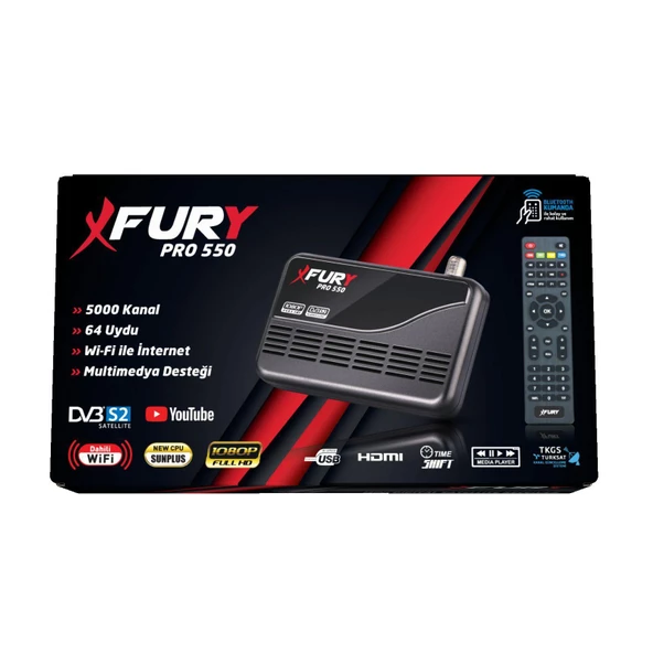 Fury TKGS'li Çanaklı-Çanaksız Wi-fi Dahil Full Hd Sınırsız Sineme Paketli Tak Kullan Uydu Alıcısı - 6