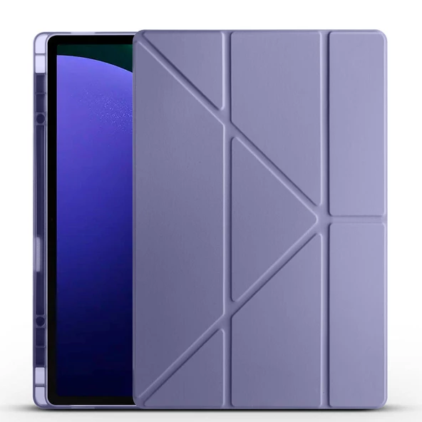 Galaxy Tab S10 Ultra Kılıf Zore Tri Folding Kalem Bölmeli Standlı Kılıf - 5