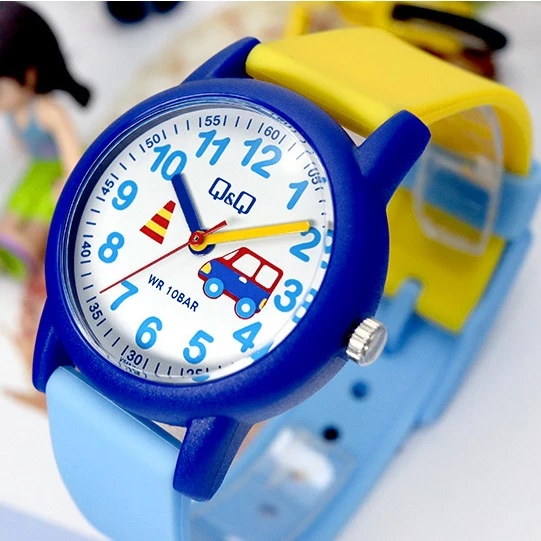Q&Q VS49J010Y Mavi Araba Desenli Su Geçirmez Rakamlı Erkek Çocuk Kol Saati - 5