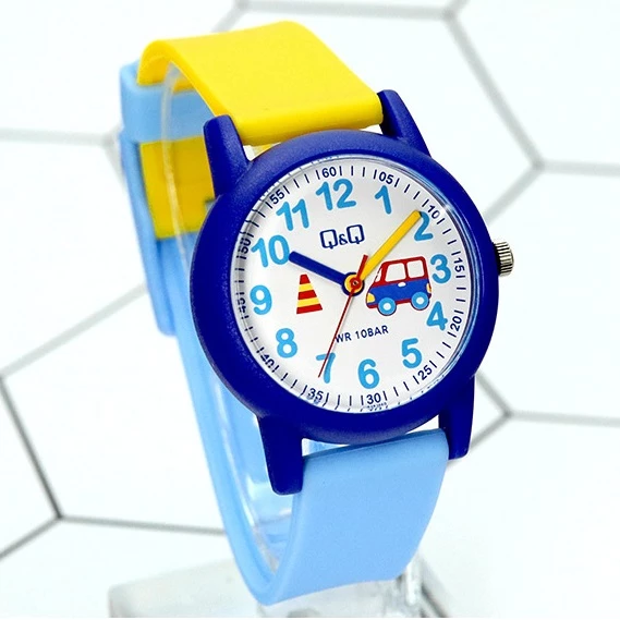 Q&Q VS49J010Y Mavi Araba Desenli Su Geçirmez Rakamlı Erkek Çocuk Kol Saati - 2
