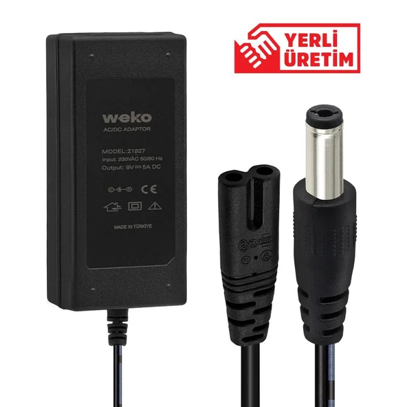 9Volt 5Amper Masaüstü Adaptör 5.5x2.5mm Uçlu Yerli Üretim