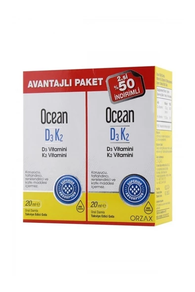 Ocean D3K2 Damla 20 ml İkincisi %50 İndirimli ürün görseli