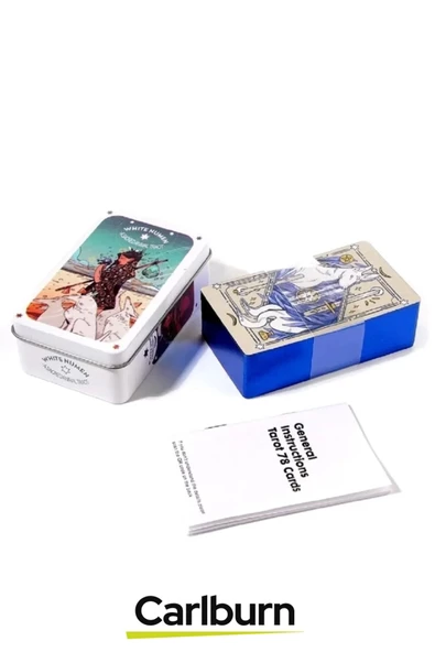 Beyaz Numen Tarot Teneke Metal Kutu İçinde Kutsal Hayvan PDF Kılavuzu Kitap Divination Kader 78 Adet - 3