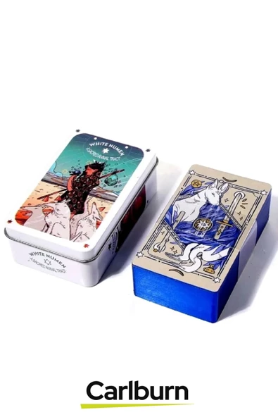 Beyaz Numen Tarot Teneke Metal Kutu İçinde Kutsal Hayvan PDF Kılavuzu Kitap Divination Kader 78 Adet - 4