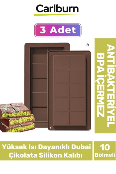 Bpa İçermez Esnek Dayanıklı Yüksek Isı Dayanıklı Dubai Çikolata Silikon Kalıbı 3 Adet