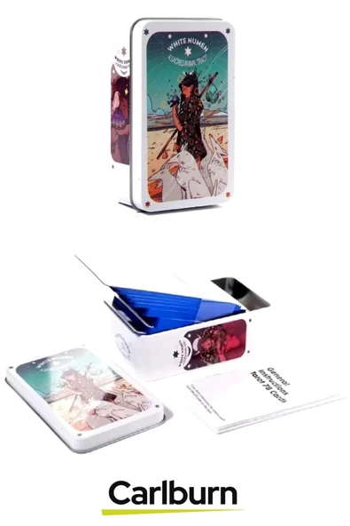 Beyaz Numen Tarot Teneke Metal Kutu İçinde Kutsal Hayvan PDF Kılavuzu Kitap Divination Kader 78 Adet - 2