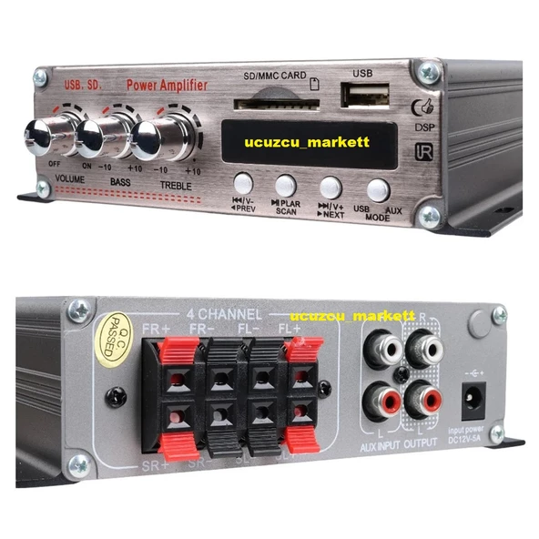 12 Volt 200 Watt Araç Ve Motosiklet İçin Uyumlu Amfi - 2