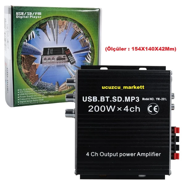 12 Volt 200 Watt Araç Ve Motosiklet İçin Uyumlu Amfi - 3