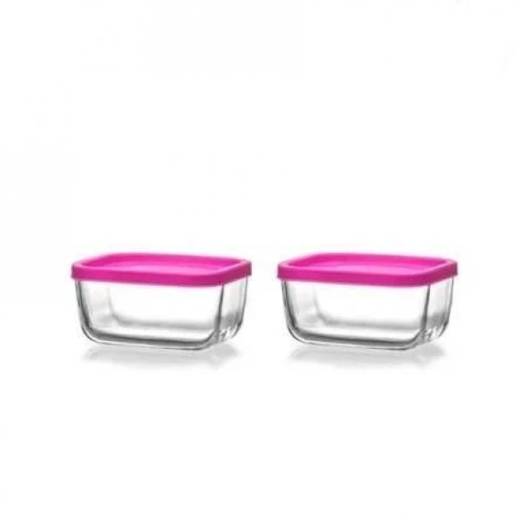 LAV 2'Lİ SAKLAMA KABI PEMBE KAPAK CUB235 - 2
