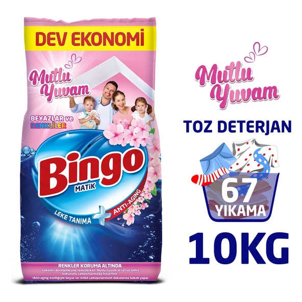 Bingo Matik Mutlu Yuvam Renkliler ve Beyazlar 10 kg Toz Deterjan