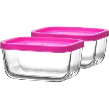 LAV 2'Lİ SAKLAMA KABI PEMBE KAPAK CUB235 - 1